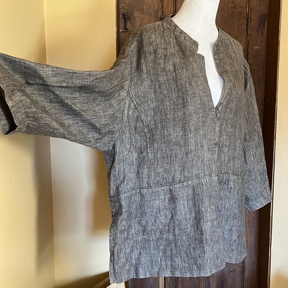 EILEEN FISHER Size 3X 100% Linen Textured Fabric 4-looped Button close $398 NEW - Picture 2 of 16